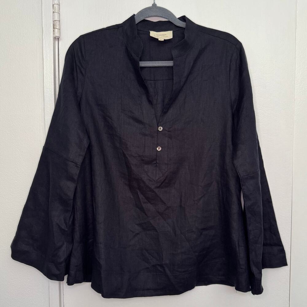 NWOT Tuckernuck x India Hicks 100% Linen Popover Tunic in Black Size Small